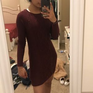 Maroon Cableknit Sweater Dress Sz S Hollister